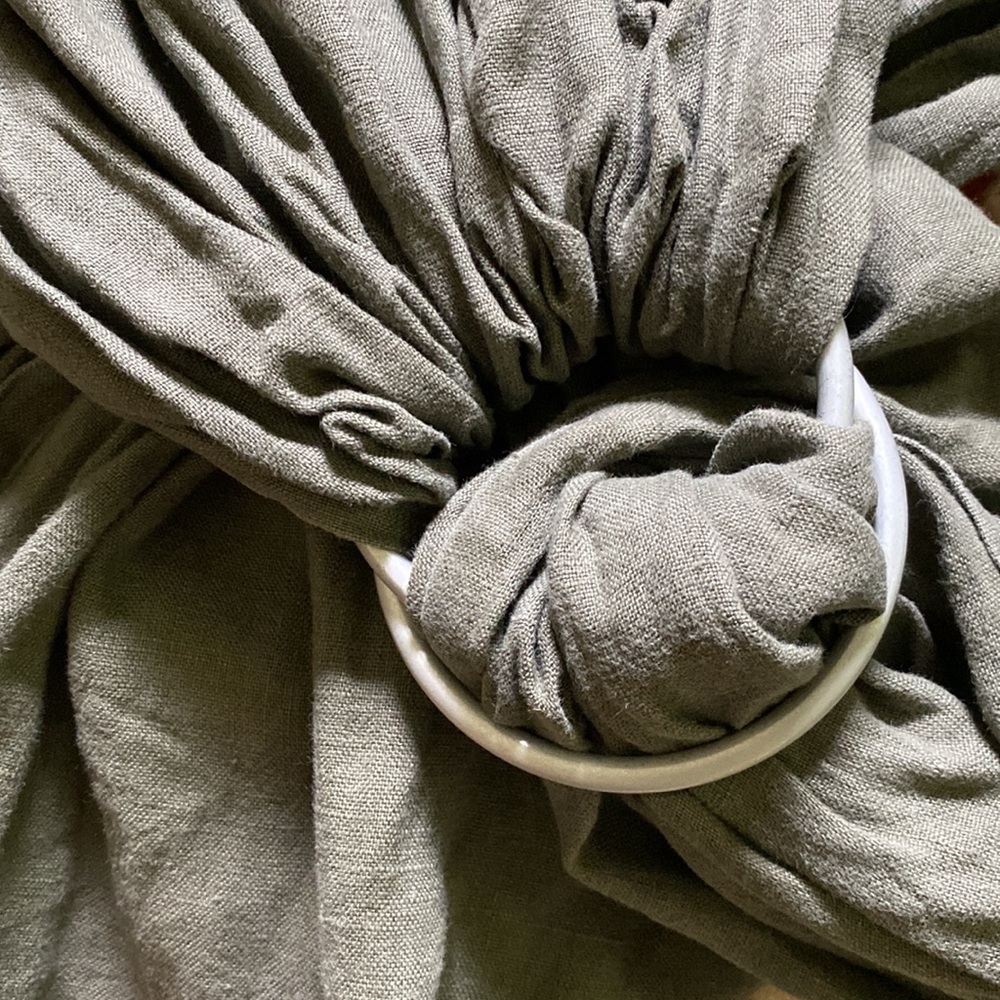 Sakura Bloom Ring Sling - Olive Green Linen